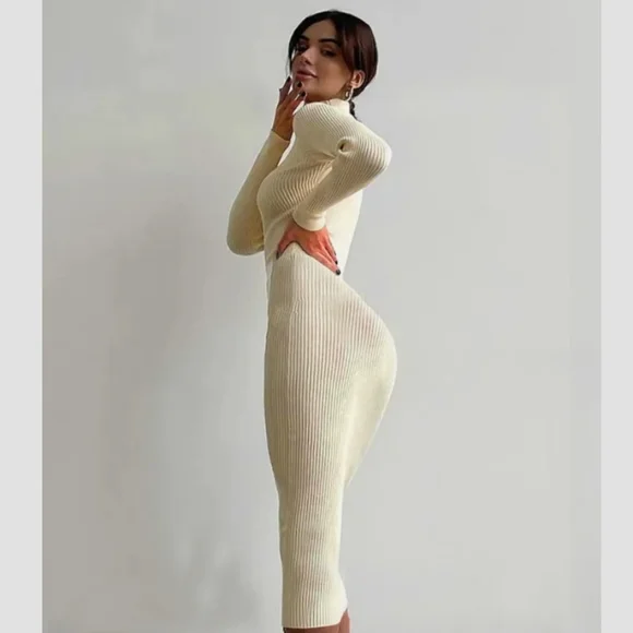 Ladies turtleneck knit, autumn long sleeve dress. - Picture 2 of 4